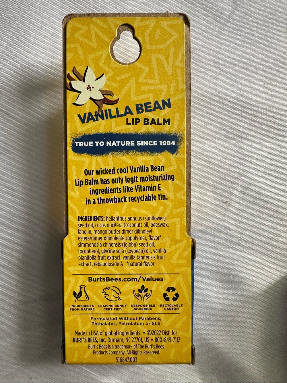Burt's Bees Vanilla Bean Moisturizing Lip Balm Tin 0.3 oz 4 Count - Picture 3 of 5